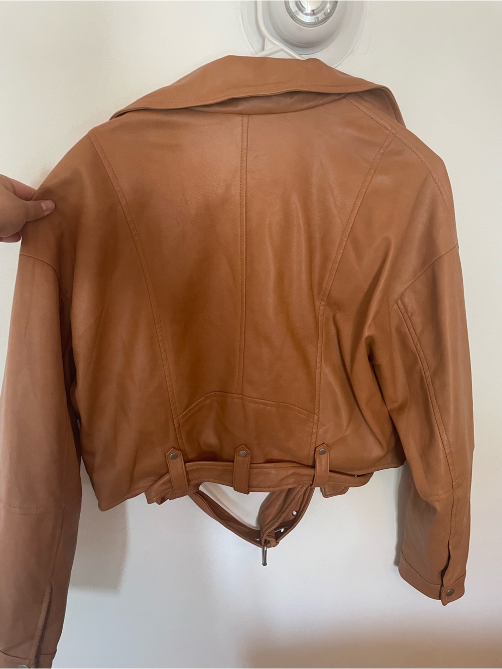 Avec Les Filles Caramel Faux Leather Moto Jacket - Picture 6 of 6